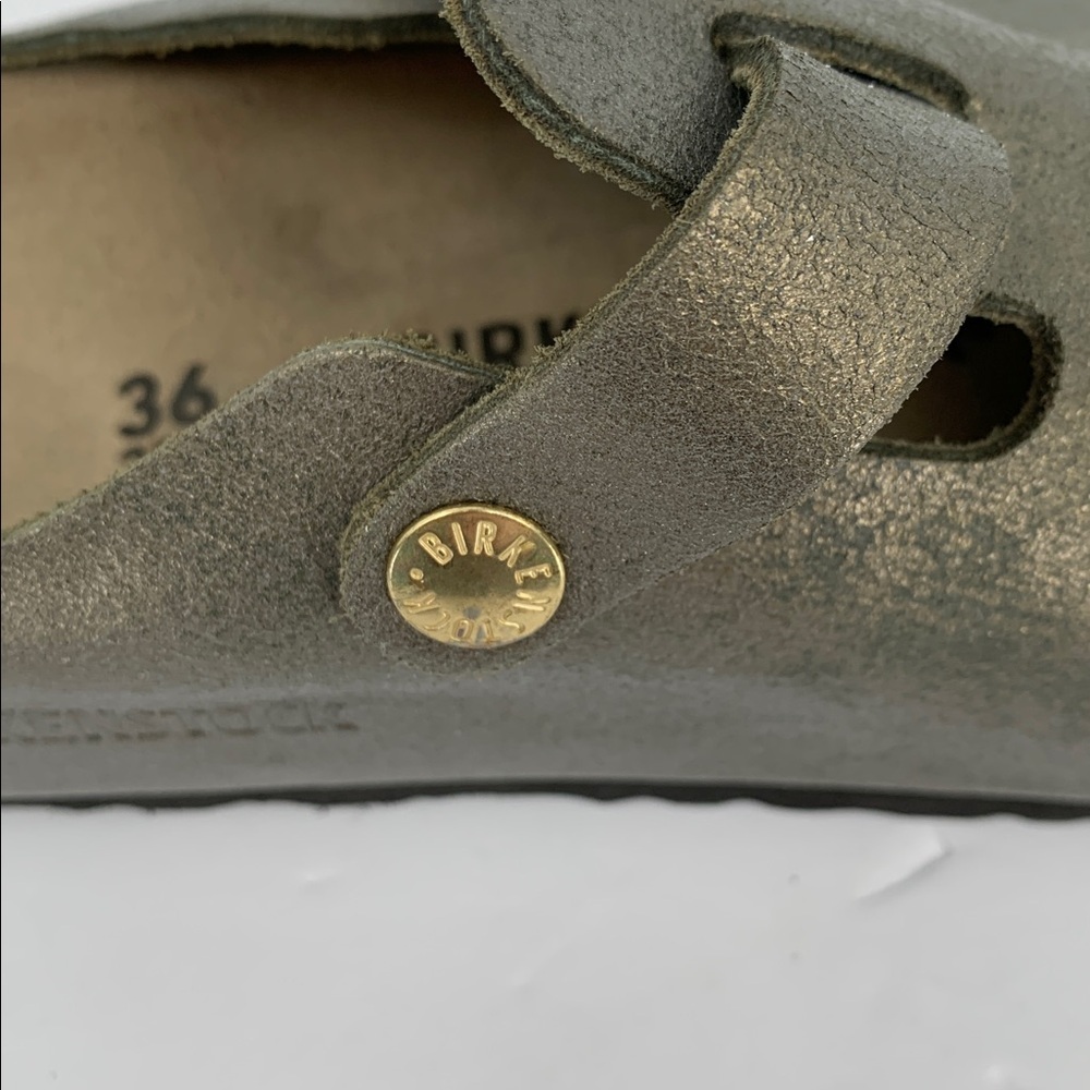 Birkenstock Boston clog shoe slide comfort washed gold metallic leather new 36 5 - Picture 8 of 8